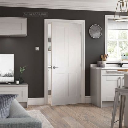 LPD Victorian Shaker London Four Panel White Primed Internal Door