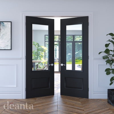 Deanta Sandringham Black Pre-Finished Internal Glazed Door