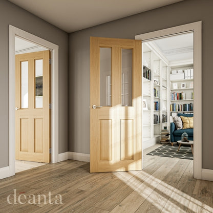 Deanta Bury Prefinished Oak Glazed FD30 Fire Door