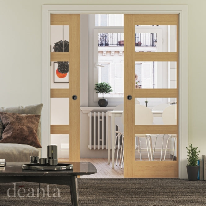 Deanta Coventry Unfinished Oak Glazed FD30 Fire Door