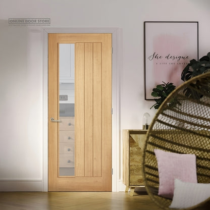 LPD Oak Belize Unfinished Clear Offset Internal Glazed Door