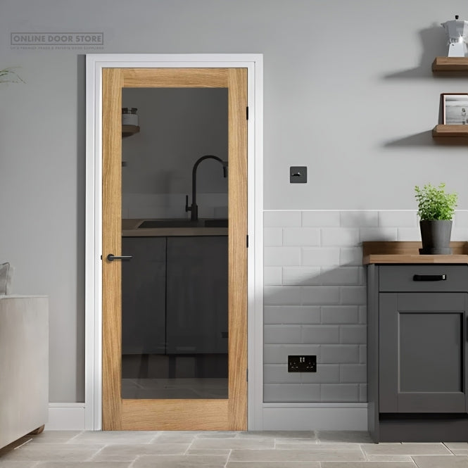 LPD Oak Pattern 10 Internal Glazed Door 1L Clear