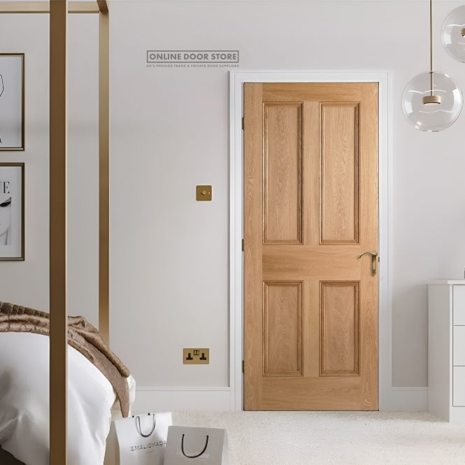 LPD Victorian Oak Four Panel FD30 Fire Door