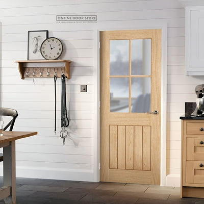 LPD Oak Belize 4 Light Clear Bevelled Glass Internal Door