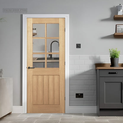 LPD Oak Mexicano Unfinished 6 Light Glazed Door