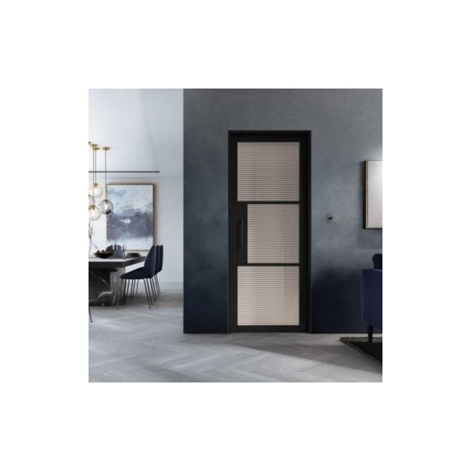 LPD Black Tribeca 3L Reeded Glass Internal Glazed Door