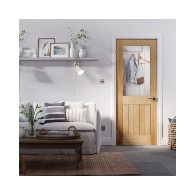 LPD Pre-Finished Oak Belize Silkscreen Glass Internal Door