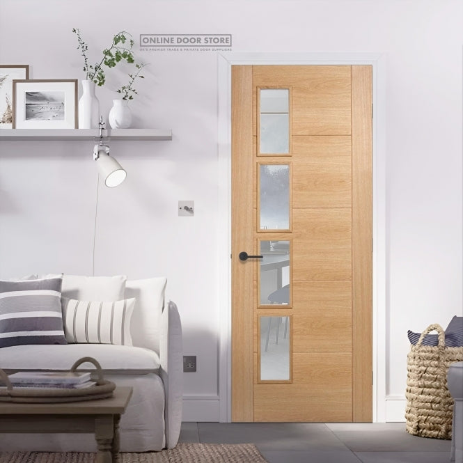 LPD Oak Vancouver 4 Light Offset Glazed Door