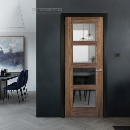 LPD Walnut Vancouver Glazed FD30 Fire Door