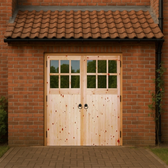 LPD Redwood Single-Glazed Garage Door Pair