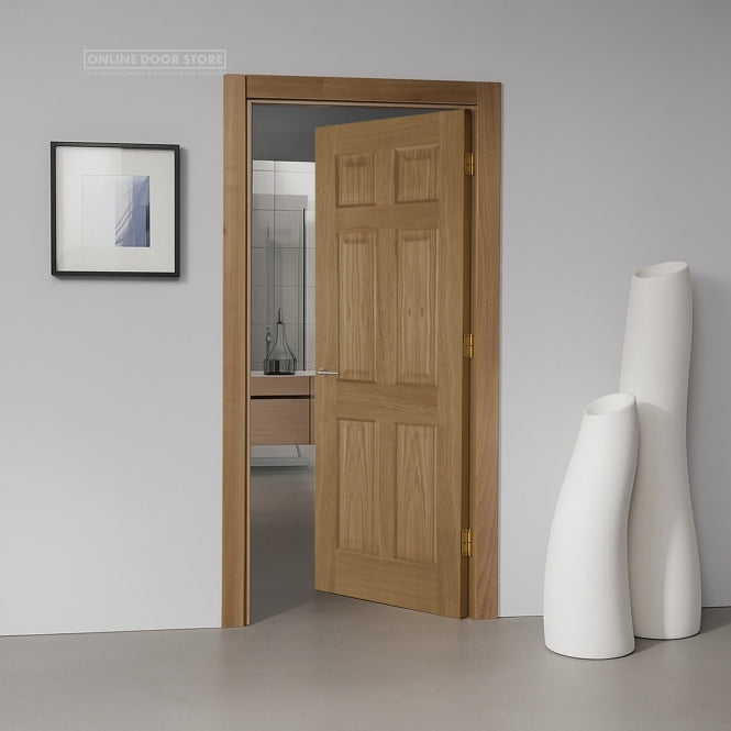 Mendes Recessed Un-Finished Oak 6 Panel FD30 Fire Door