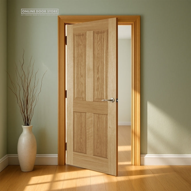 Mendes Recessed Un-Finished Oak 4 Panel Internal Door