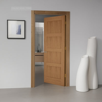 Mendes Contemporary Un-Finished Oak 4 Panel FD30 Fire Door