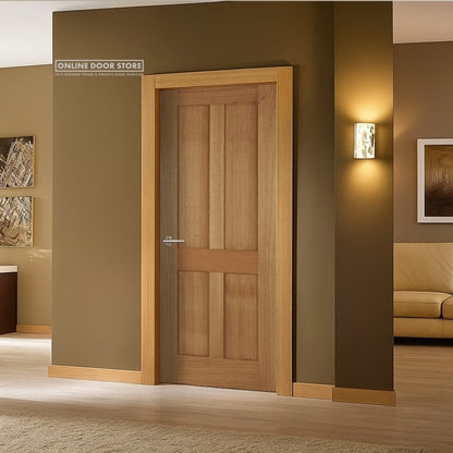 Mendes Bristol Un-Finished Oak 4 Panel Shaker FD30 Fire Door