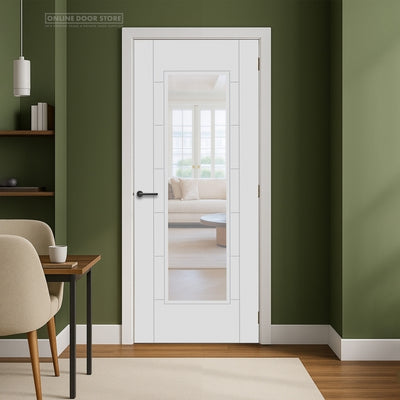 Mendes CORSICA White Primed 1 Light Clear Glazed FD30 Fire Door