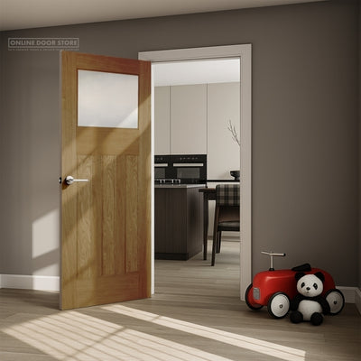 Mendes 1930's Unglazed Un-Finished Oak 3 Panel 1 Light Internal Door