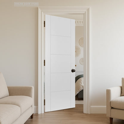 Mendes ISEO Flush Grooved White Primed Internal Door