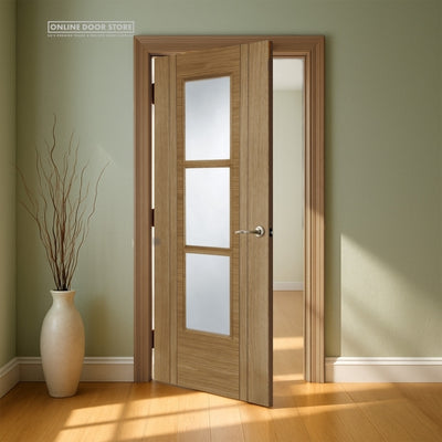 Mendes Capri Pre-Finished Oak 3 Light Glazed FD30 Fire Door