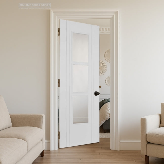 Mendes Capri White Primed 3 Light Internal Glazed Door