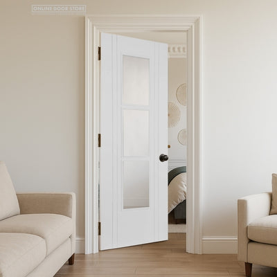 Mendes Capri White Primed 3 Light Internal Glazed Door