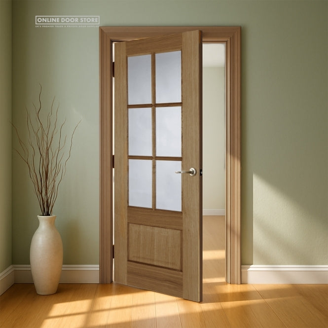 Mendes Hampstead Pre-Finished Oak 6 Light Clear Internal Glazed Door