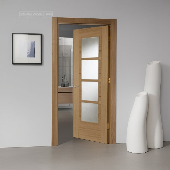 Mendes Iseo Crown Cut Pre-Finished Oak 4 light Internal Glazed Door