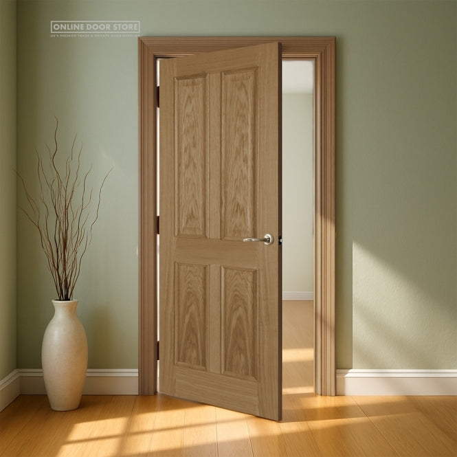 Mendes Raised Moulding Un-Finished Oak 4 Panel Internal Door