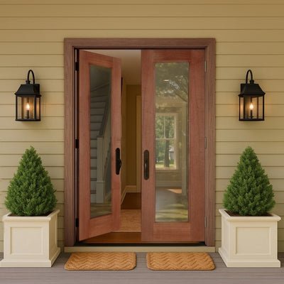 Mendes French Pattern 20 Hardwood Unglazed External Door Pair