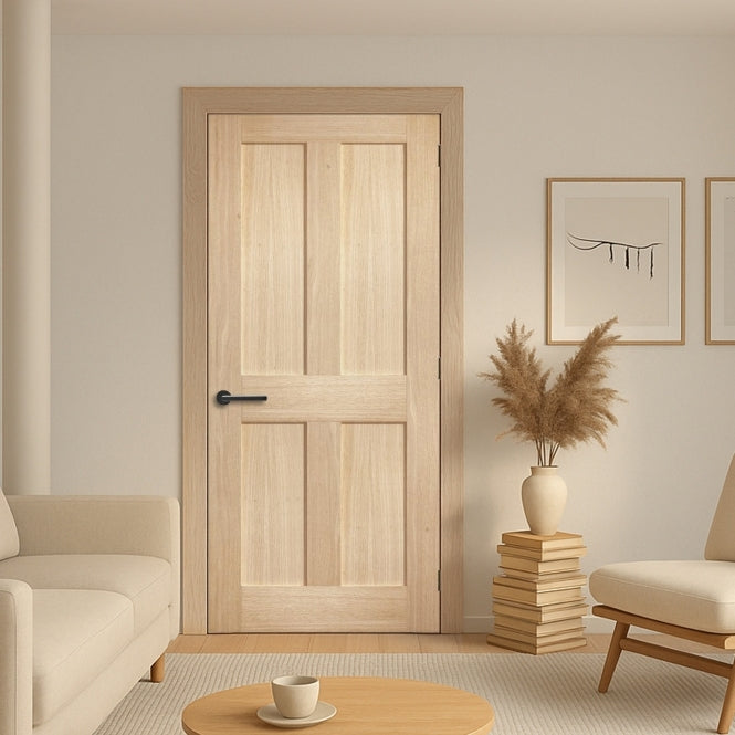 Aster Victorian Shaker Four Panel Unfinished Oak Internal Door