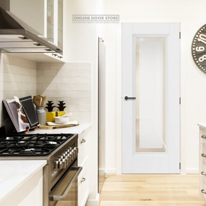 JB Kind Belton Etched Glazed White Primed Internal Door