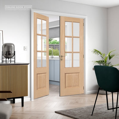 JB Kind Dove Oak Internal Glazed Door Pair