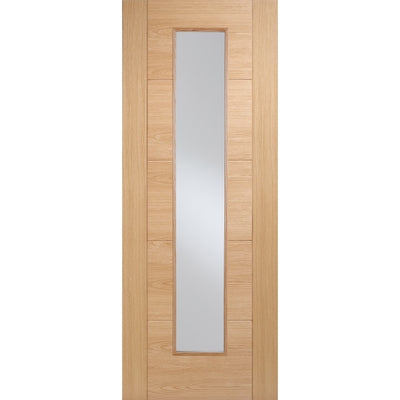 Aster Horizontal Five Panel V-Groove Unfinished Oak Long Light Glazed Door