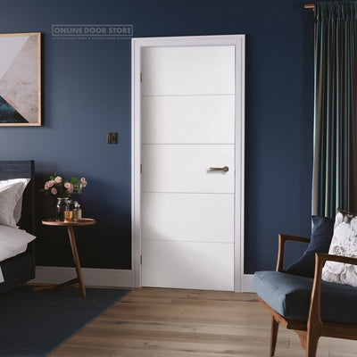 LPD White Moulded Horizontal Four Line FD30 Fire Door