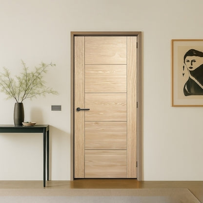 Aster Horizontal Five Panel V-Groove Unfinished Oak FD30 Fire Door