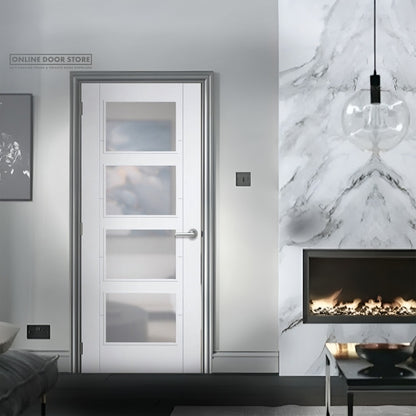 LPD White Vancouver  4 Light Clear Glazed Fire Door