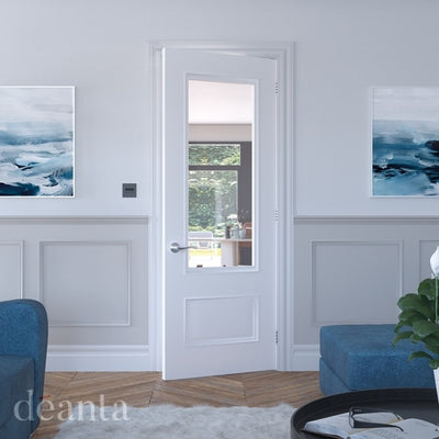 Deanta Sandringham White Primed Bevelled Internal Glazed Door