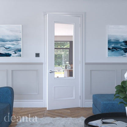 Deanta Sandringham White Primed Bevelled Internal Glazed Door