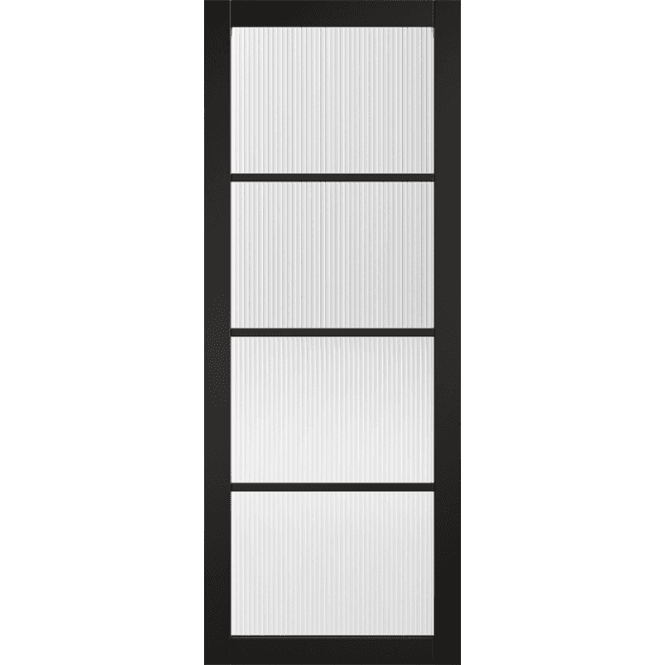 LPD Black Soho 4L Internal Reeded Glazed Door
