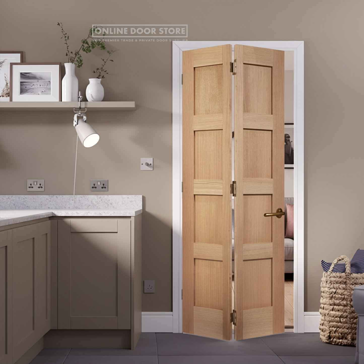 LPD Unfinished Oak Shaker Four Panel Bi-fold Internal Door
