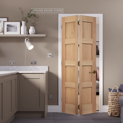 LPD Unfinished Oak Shaker Four Panel Bi-fold Internal Door