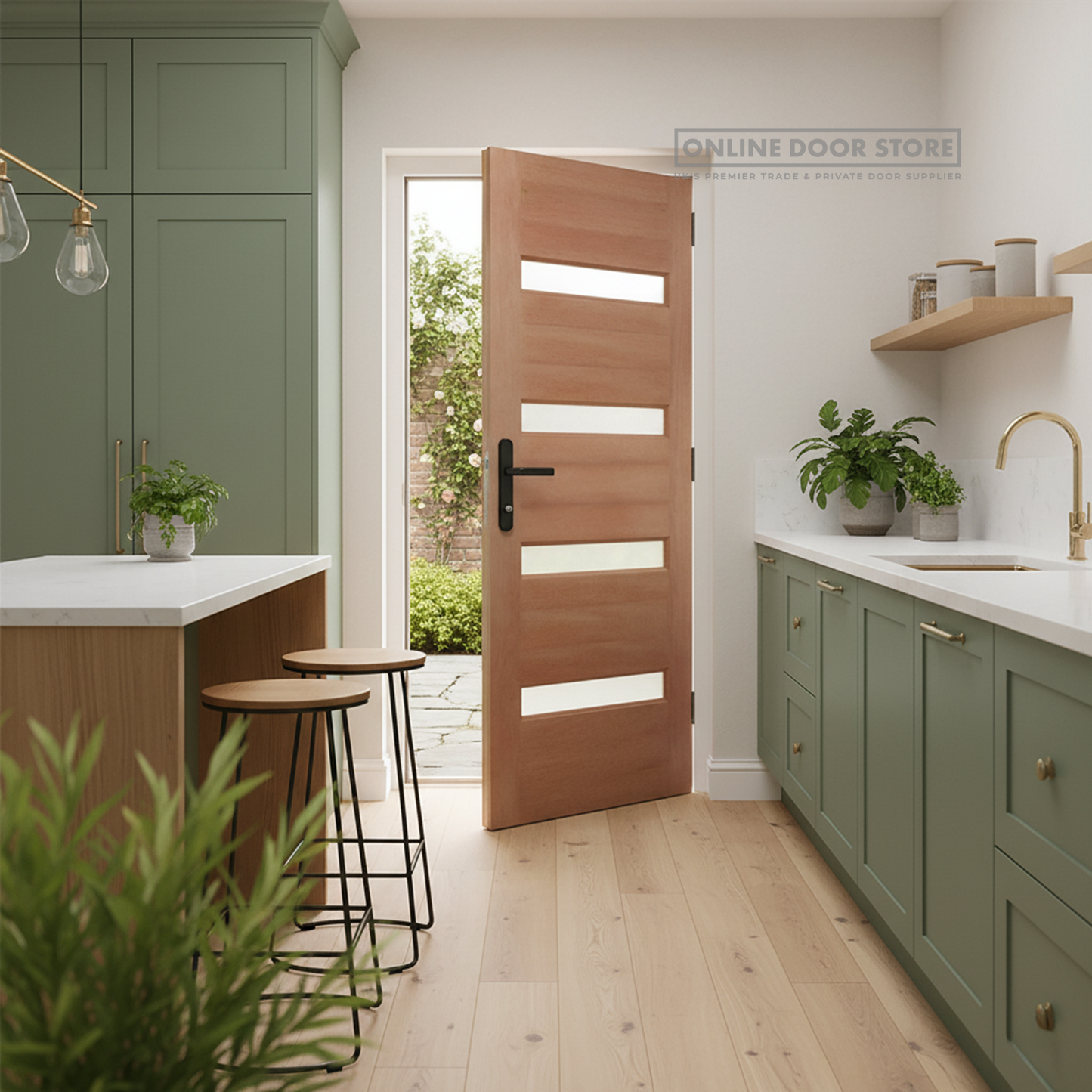 LPD Hardwood Balham Frosted Glazed External Door