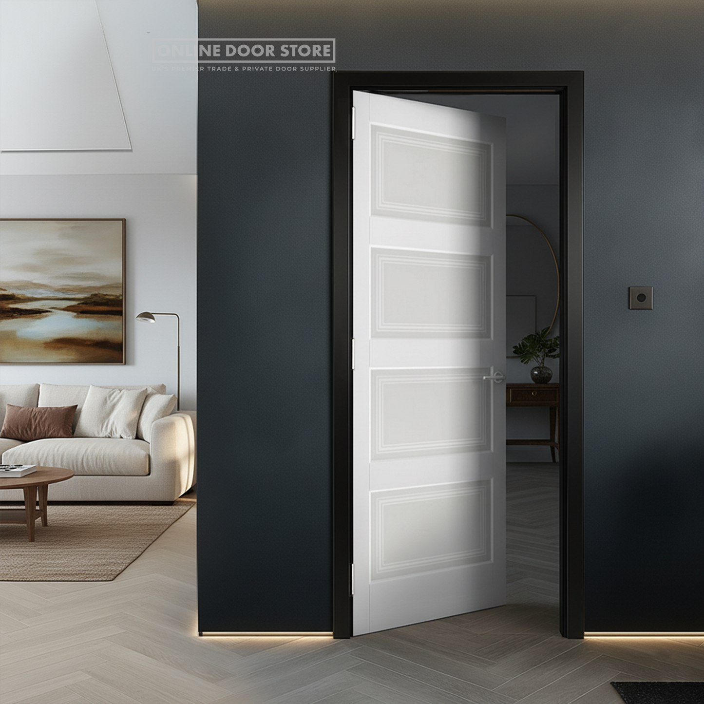 LPD White Contemporary Internal Glazed Door 4L