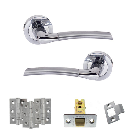 Atlantic Eco Swell Door Handle Pack Latch Set - Satin Chrome/Polished Chrome - Fire Door Pack