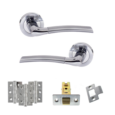 Atlantic Eco Swell Door Handle Pack Latch Set - Satin Chrome/Polished Chrome - Fire Door Pack