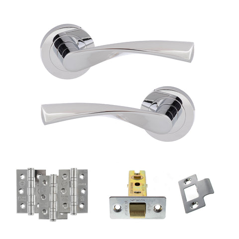 Atlantic Eco Aqua Door Handle Pack Latch Set - Polished Chrome - Fire Door Pack