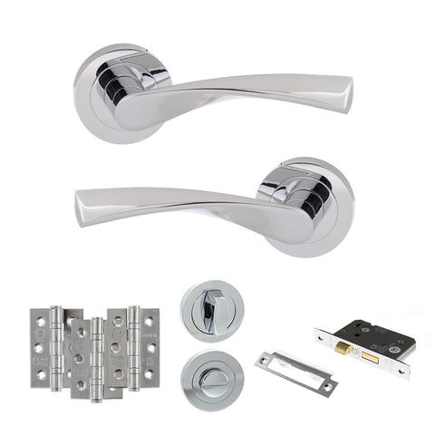 Atlantic Eco Aqua Door Handle Pack Bathroom Set - Polished Chrome - Privacy Fire Door Pack