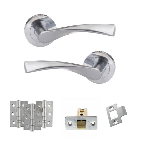 Atlantic Eco Aqua Door Handle Pack Latch Set - Satin Chrome - Fire Door Pack