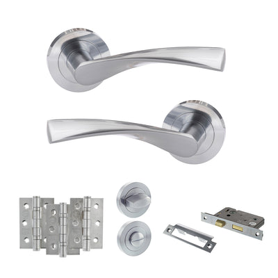 Atlantic Eco Aqua Door Handle Pack Bathroom Set - Satin Chrome - Privacy Fire Door Pack
