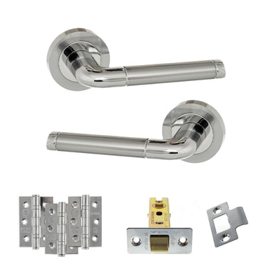 Atlantic Eco Ocean Door Handle Pack Latch Set - Satin Chrome/Polished Chrome - Fire Door Pack