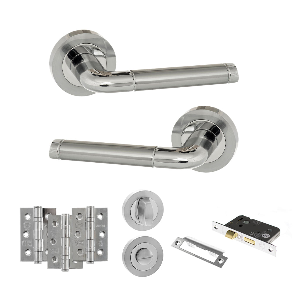 Atlantic Eco Ocean Door Handle Pack Bathroom Set - Satin Chrome/Polished Chrome - Privacy Fire Door Pack